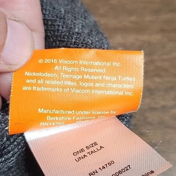 Boys Nickelodeon Teenage Mutant Ninja Turtle Beanie W/ Pom Pom, Grey - Picture 7 of 9